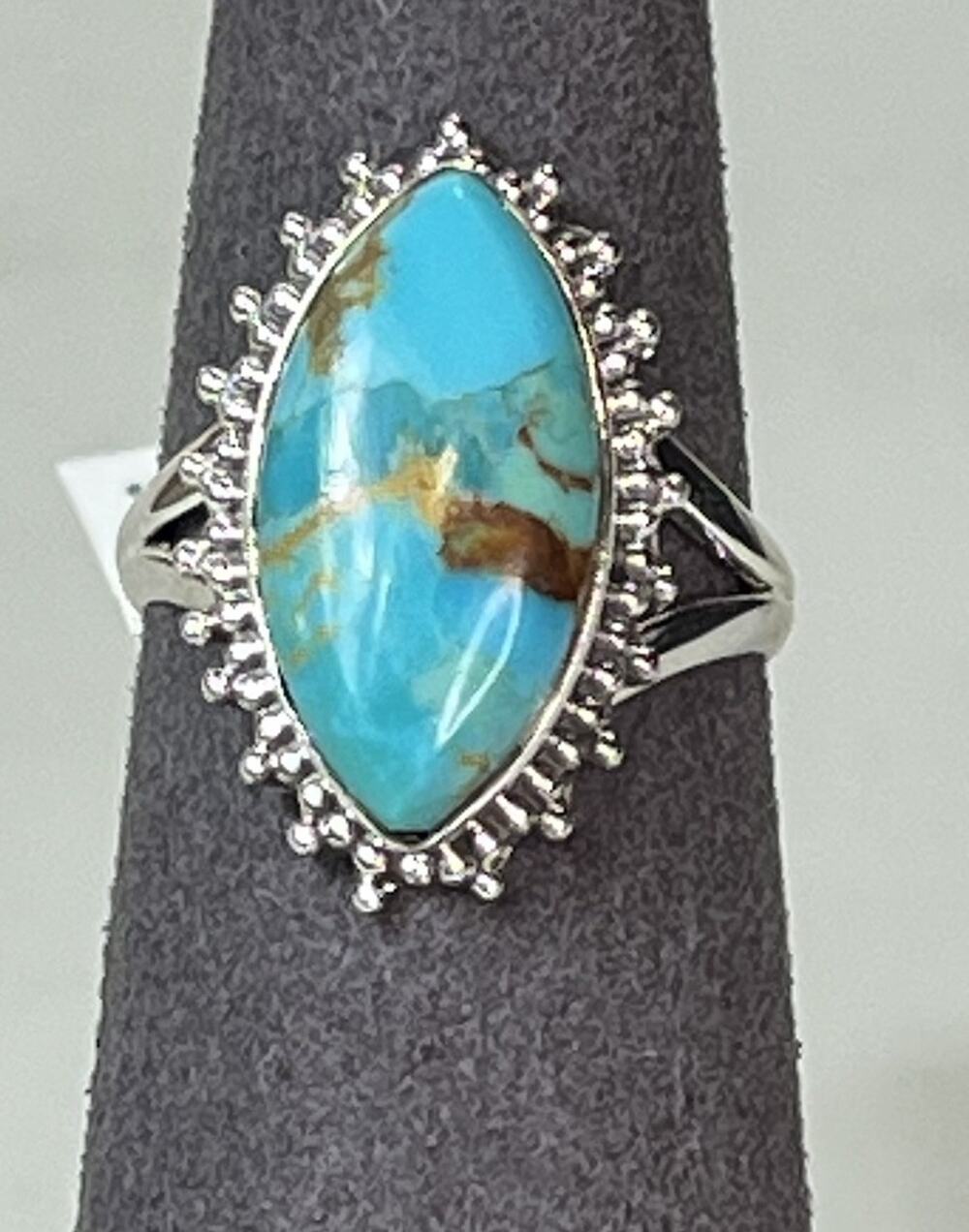 New Mojave Turquoise and Sterling Silver Ring Size 6.5 Southwest Style Statement
